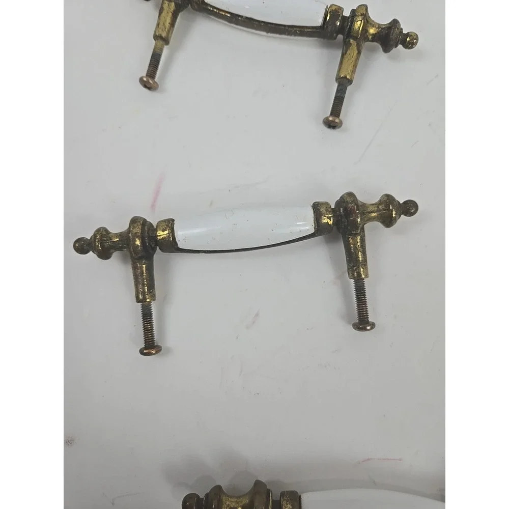 6 Antique White Porcelain & Brass 5